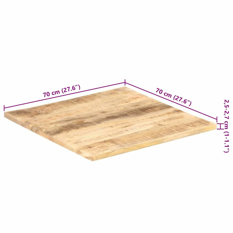 vidaXL tömör mangófa asztallap 25-27 mm 70 x 70 cm