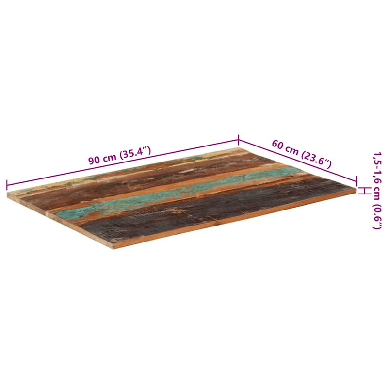 vidaXL négyszögű tömör újrahasznosított fa asztallap 60x90 cm 15-16 mm