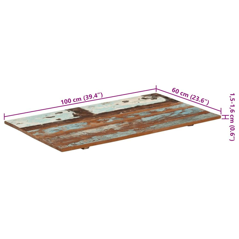 vidaXL négyszögű tömör újrahasznosított fa asztallap 60x100cm 15-16mm