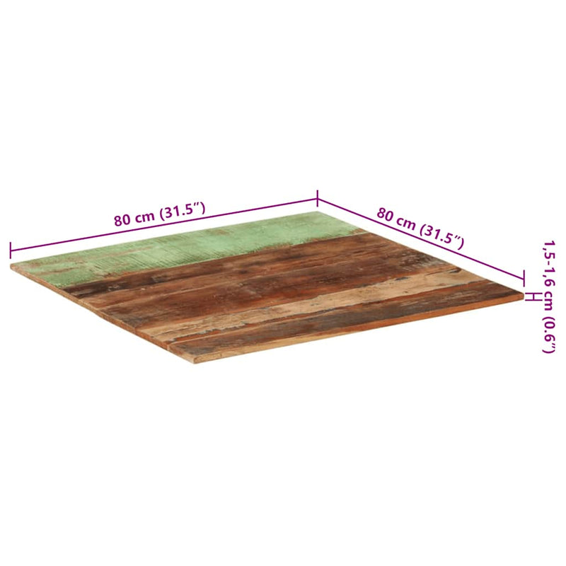 vidaXL négyszögű tömör újrahasznosított fa asztallap 80x80 cm 15-16 mm