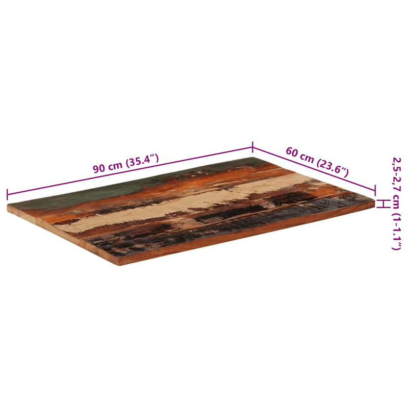 vidaXL négyszögű tömör újrahasznosított fa asztallap 60x90 cm 25-27 mm