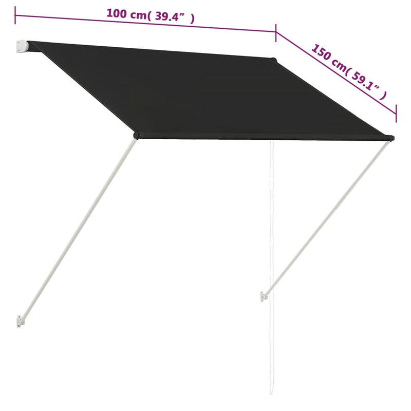 vidaXL feltekerhető antracitszürke napellenző 100 x 150 cm