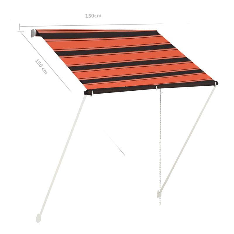 vidaXL narancssárga és barna feltekerhető napellenző 150 x 150 cm