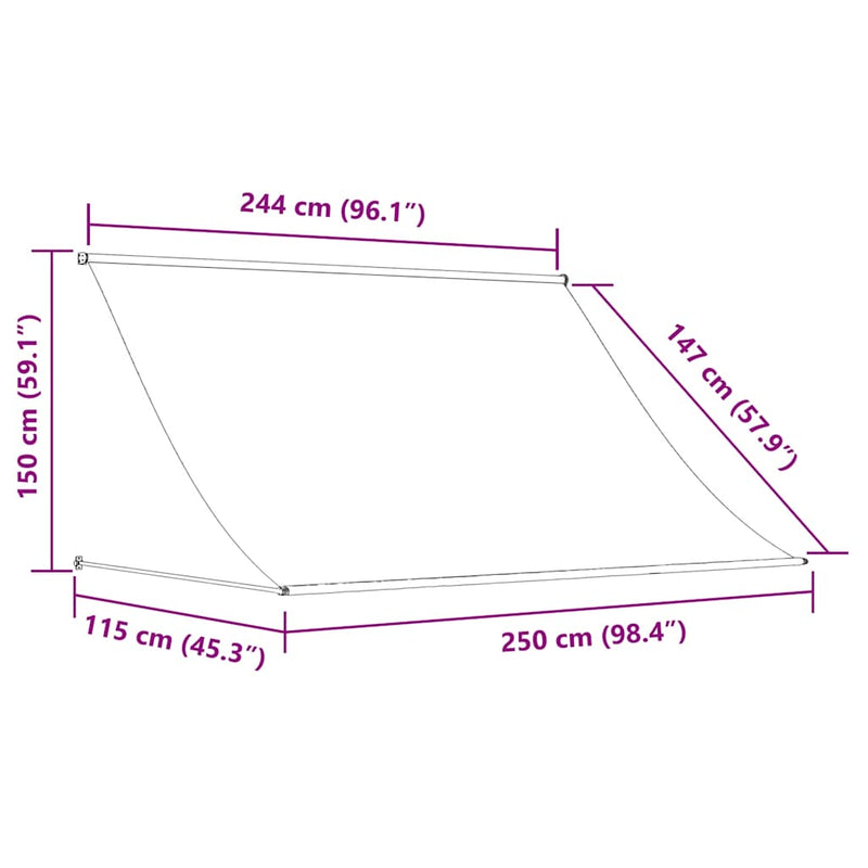 vidaXL narancssárga és barna feltekerhető napellenző 250 x 150 cm