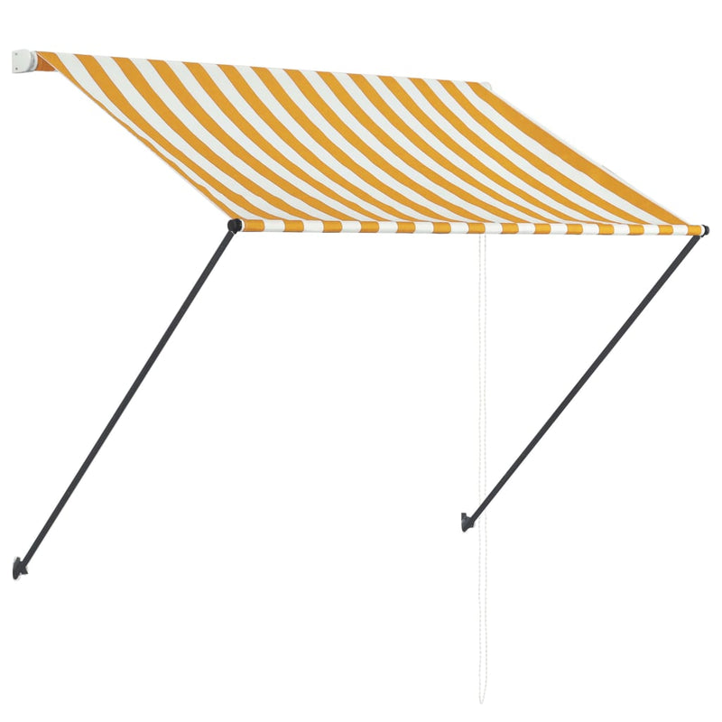 vidaXL feltekerhető sárga és fehér napellenző LED-del 150 x 150 cm