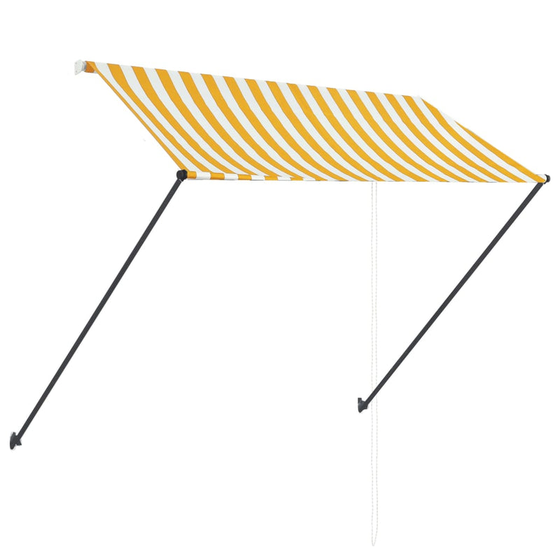 vidaXL feltekerhető sárga és fehér napellenző LED-del 250 x 150 cm