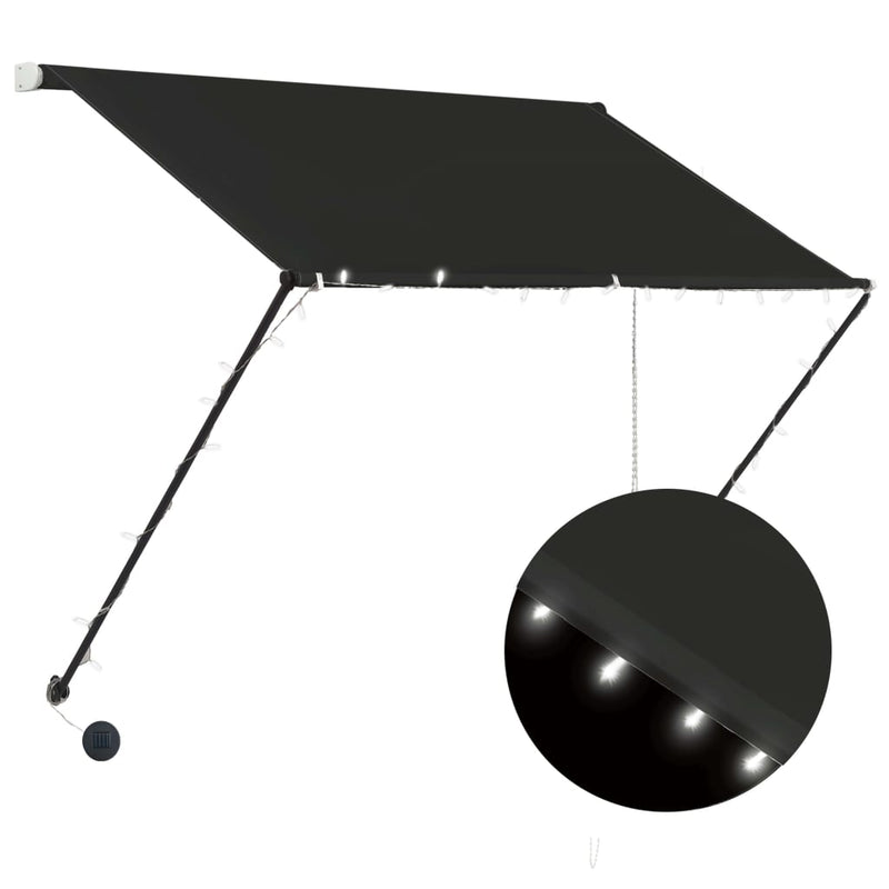 vidaXL feltekerhető antracitszürke napellenző LED-del 150 x 150 cm