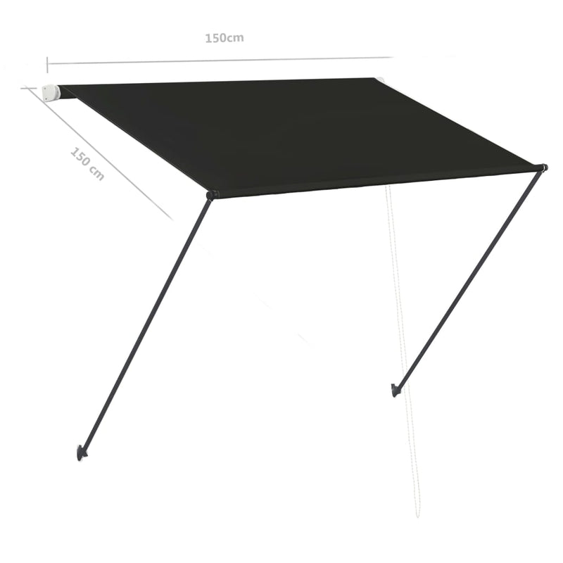 vidaXL feltekerhető antracitszürke napellenző LED-del 150 x 150 cm