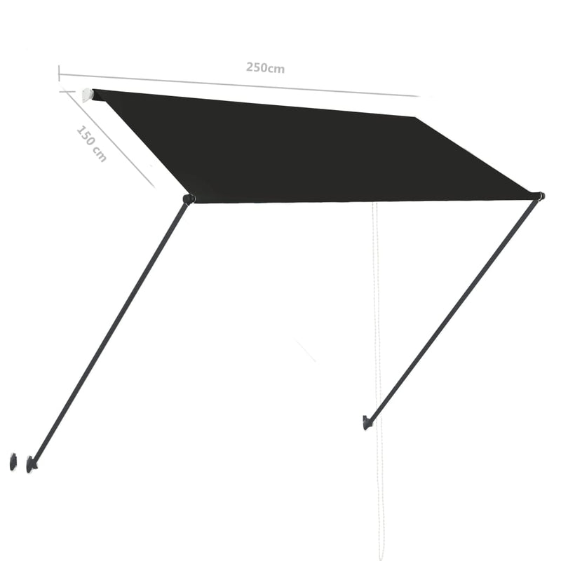 vidaXL feltekerhető antracitszürke napellenző LED-del 250 x 150 cm