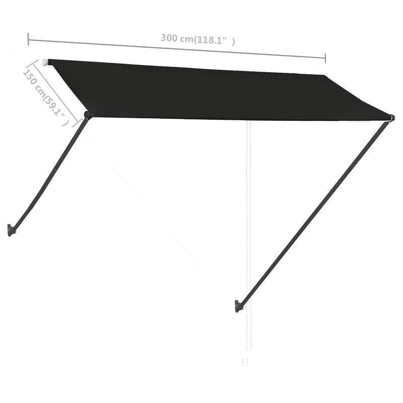 vidaXL feltekerhető antracitszürke napellenző LED-del 300 x 150 cm