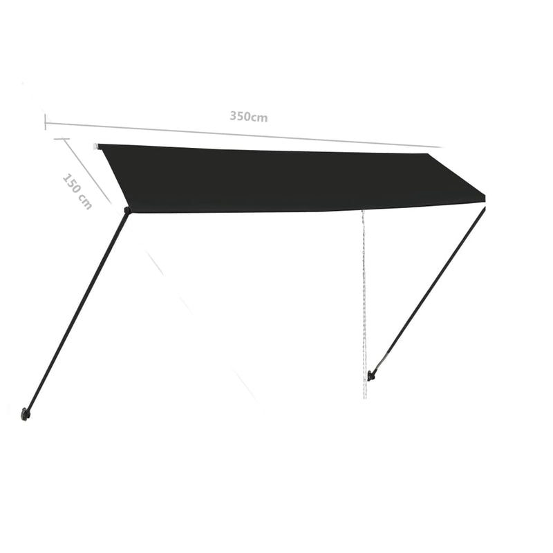 vidaXL feltekerhető antracitszürke napellenző LED-del 350 x 150 cm