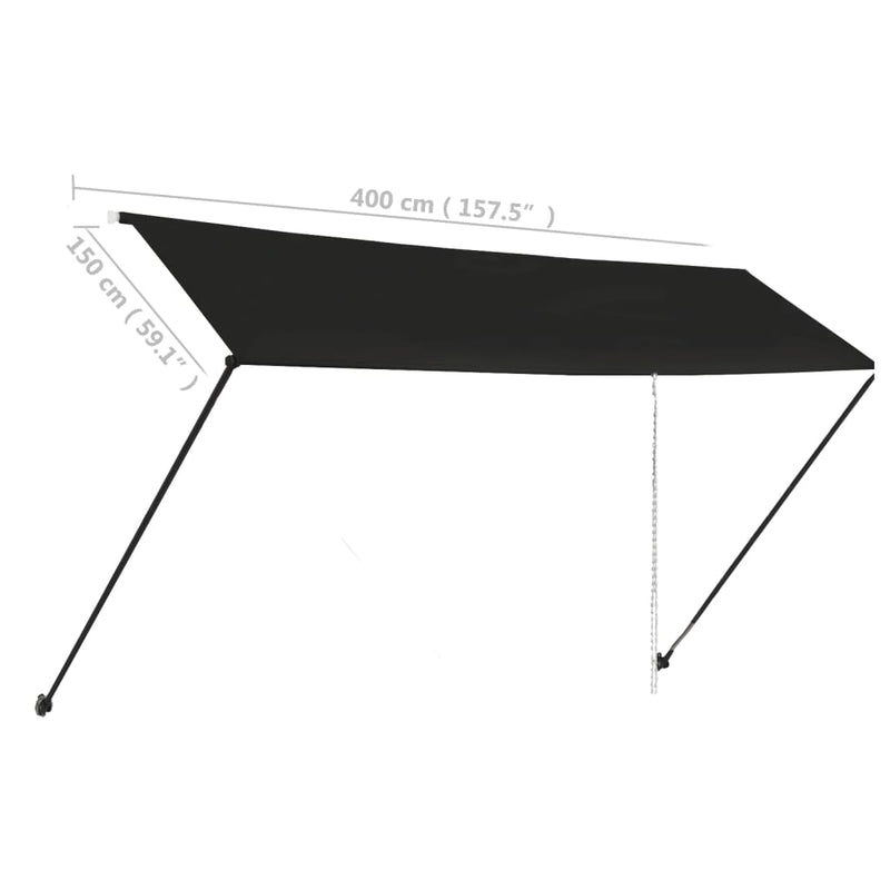 vidaXL feltekerhető antracitszürke napellenző LED-del 400 x 150 cm