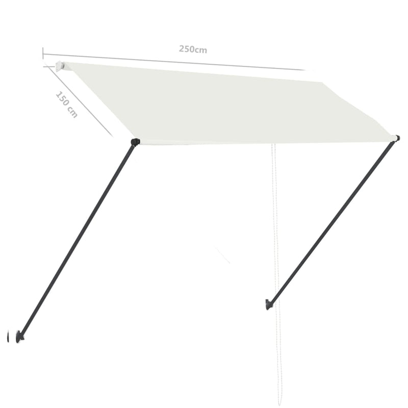 vidaXL feltekerhető krémszínű napellenző LED-del 250 x 150 cm