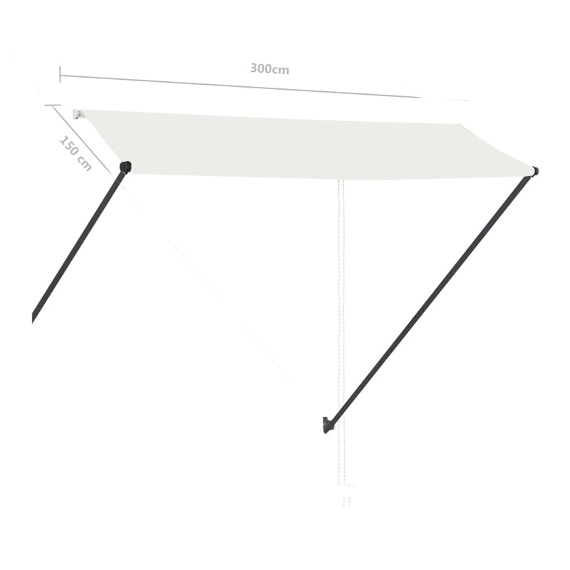 vidaXL feltekerhető krémszínű napellenző LED-del 300 x 150 cm