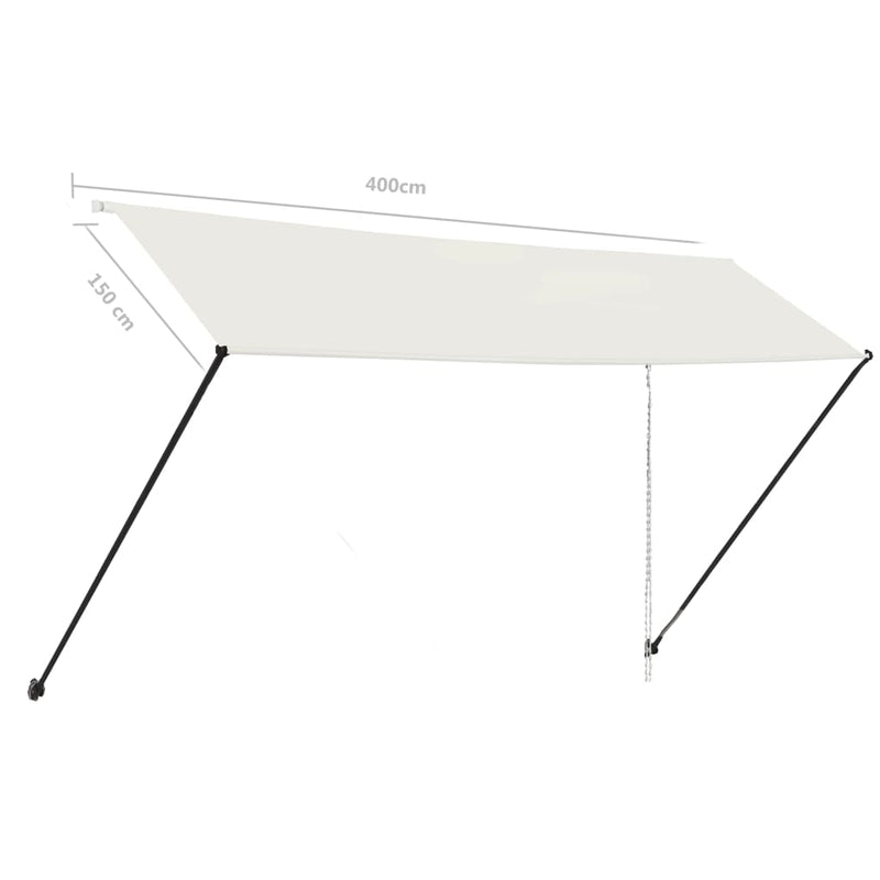 vidaXL feltekerhető krémszínű napellenző LED-del 400 x 150 cm