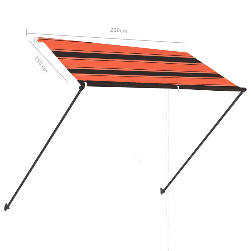 vidaXL narancssárga és barna feltekerhető napellenző LED-del 250 x 150 cm