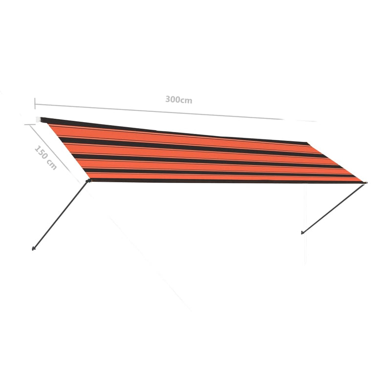 vidaXL narancssárga és barna feltekerhető napellenző LED-del 300 x 150 cm