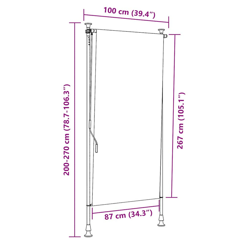 vidaXL antracitszürke kültéri roló 100 x 270 cm