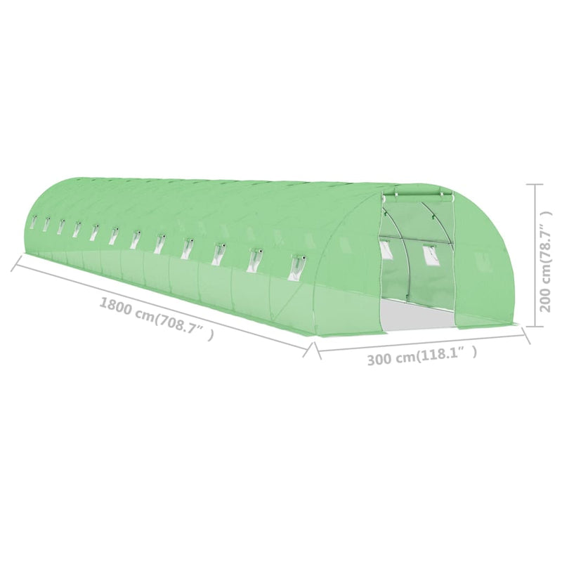vidaXL melegház 54 m² 18 x 3 x 2 m