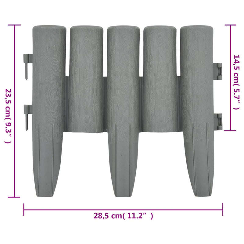 vidaXL 36 db szürke polipropilén gyepszegély 10 m