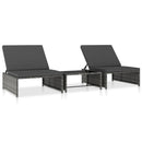 vidaXL 2 db szürke polyrattan dönthető kerti szék asztallal