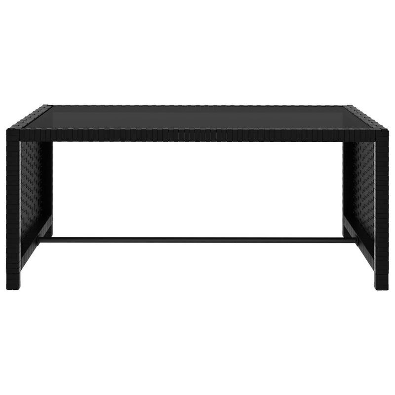 vidaXL 2 db fekete polyrattan napozóágy asztallal