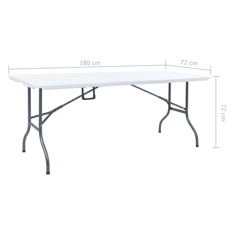 vidaXL fehér HDPE összecsukható kerti asztal 180 x 72 x 72 cm