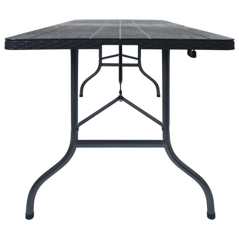 vidaXL fekete HDPE rattan szerű összecsukható kerti asztal 180x75x72cm
