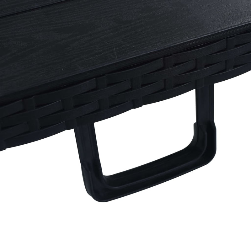 vidaXL fekete HDPE rattan szerű összecsukható kerti asztal 180x75x72cm