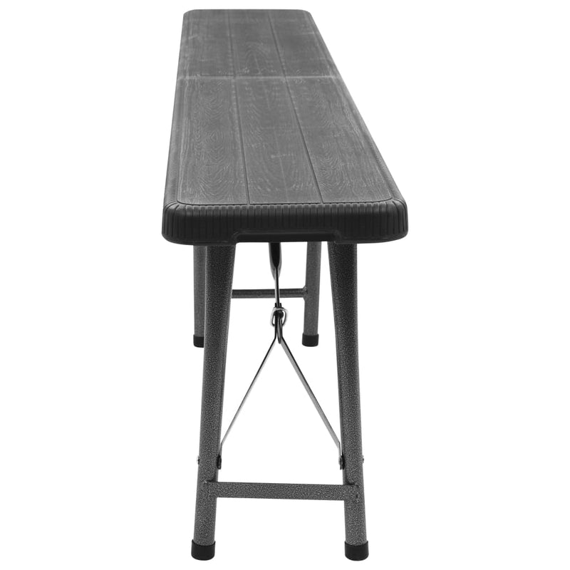 vidaXL 2 db fekete összecsukható HDPE kerti pad 180 cm