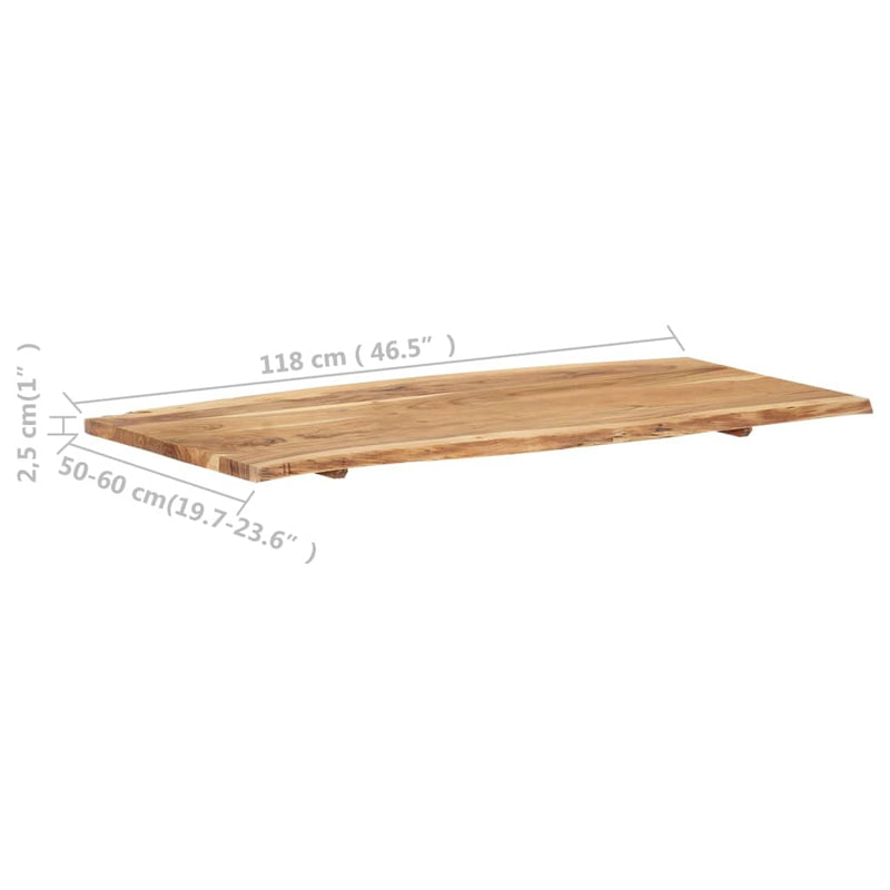vidaXL tömör akácfa asztallap 118 x (50-60) x 2,5 cm