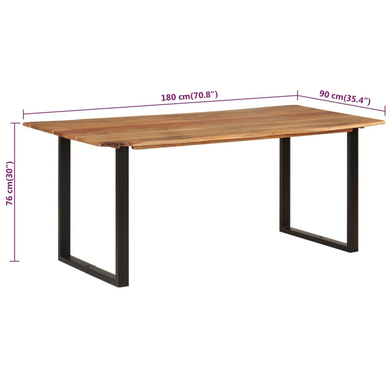 vidaXL tömör akácfa étkezőasztal 180 x 90 x 76 cm