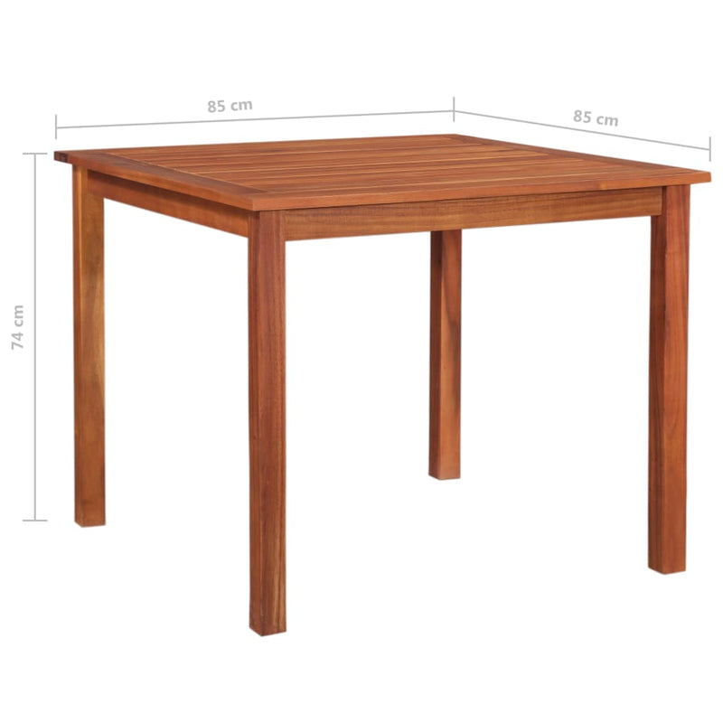 vidaXL tömör akácfa kerti asztal 85 x 85 x 74 cm