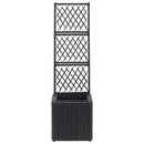 vidaXL fekete rácsos polyrattan magaságyás 1 kaspóval 30 x 30 x 107 cm