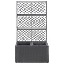 vidaXL fekete rácsos polyrattan magaságyás 2 kaspóval 58 x 30 x 107 cm