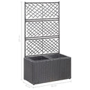 vidaXL fekete rácsos polyrattan magaságyás 2 kaspóval 58 x 30 x 107 cm
