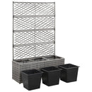 vidaXL szürke rácsos polyrattan magaságyás 3 kaspóval 83 x 30 x 130 cm