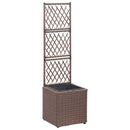 vidaXL barna rácsos polyrattan magaságyás 1 kaspóval 30 x 30 x 107 cm
