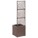 vidaXL barna rácsos polyrattan magaságyás 1 kaspóval 30 x 30 x 107 cm