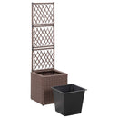 vidaXL barna rácsos polyrattan magaságyás 1 kaspóval 30 x 30 x 107 cm