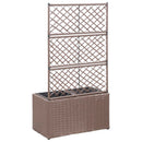 vidaXL barna rácsos polyrattan magaságyás 2 kaspóval 58 x 30 x 107 cm