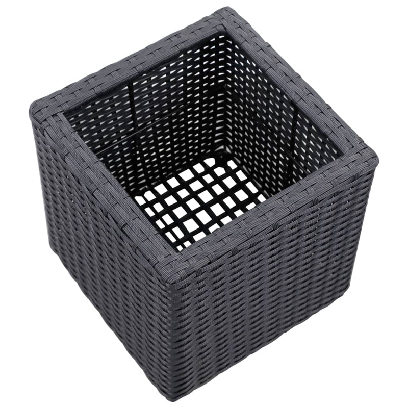 vidaXL 3 db fekete polyrattan kerti magaságyás