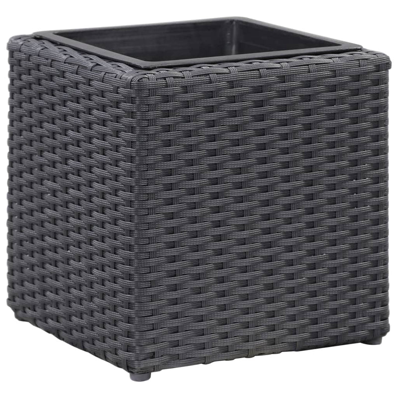 vidaXL 3 db fekete polyrattan kerti magaságyás