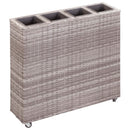 vidaXL szürke polyrattan kerti magaságyás 4 kaspóval 80 x 22 x 79 cm