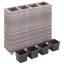 vidaXL szürke polyrattan kerti magaságyás 4 kaspóval 80 x 22 x 79 cm