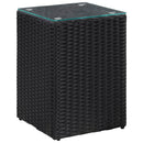 vidaXL 3 db fekete polyrattan kisasztal üveg asztallappal