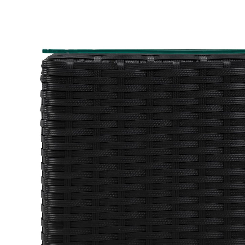 vidaXL 3 db fekete polyrattan kisasztal üveg asztallappal
