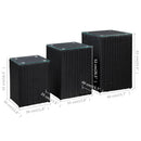 vidaXL 3 db fekete polyrattan kisasztal üveg asztallappal