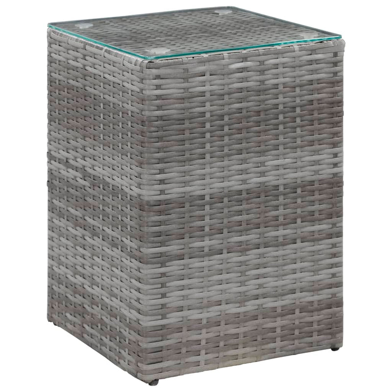 vidaXL 3 db szürke polyrattan kisasztal üveg asztallappal