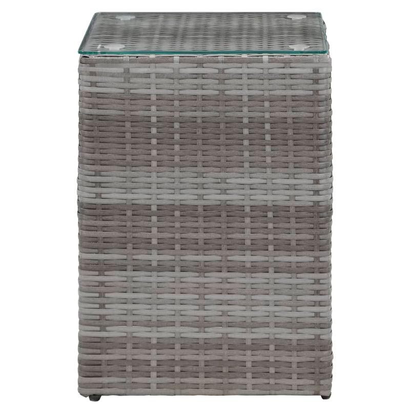 vidaXL 3 db szürke polyrattan kisasztal üveg asztallappal